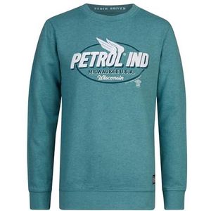 Petrol Industries Trui voor jongens, ronde hals, print sweatshirt voor kinderen, Lichtblauw, 8 jaar