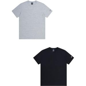 Champion Legacy Icons - S/S 2P Crewneck T-shirt, grijs gemêleerd/zwart, L heren SS24, grijs gemêleerd/zwart, L