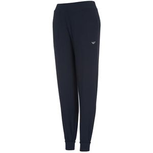 Emporio Armani Damesbroek met manchetten, viscose fleece sweatpants, marineblauw, XS