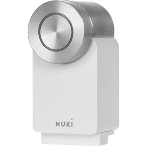 Nuki Smart Lock Pro (4e generatie), slimme slot met Wi-Fi-netwerktoegang en Matter standaard voor externe toegang, elektronisch vergrendeling van smartphone in huissleutel, wit