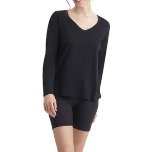 DIM Femme - T-Shirt Thermique - Zwart - Col V - Manches Longues