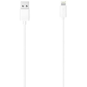 Hama USB 2.0 A kabel Lightning naar iPhone iPad voor de overdracht van digitale gegevens, signalen en stroomvoorziening (koperdraden, dubbel afgeschermd, 2,4 A, 480 Mbit/s, 1,5 m) wit