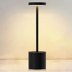 Snoerloze Tafellamp Bureaulampen LED IP54 USB-C Oplaadbare Dimbare 5000mAh Batterij 3 Lichtkleuren Nachtlampjes Voor Slaapkamers Woonkamer (Zwart)