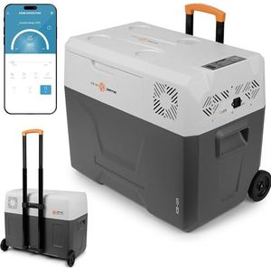 Peme Expedition Adventure Orange Compressor met ECO-modus, AC/DC, om koel te houden en warm te houden, koelbox met 12 volt en 230 volt aansluiting, mini-koelkast voor auto en camping, 39 liter