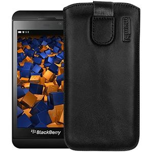mumbi Echt leren hoesje compatibel met BlackBerry Z10 hoes leer tas case wallet, zwart