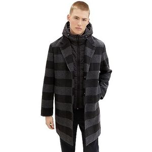 TOM TAILOR Denim Wollen jas voor heren, 32664 - Zwart Grijs Buffalo Check, XL