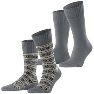 ESPRIT Heren sokken Scandi 2-Pack M SO katoen wol patroon 2 paar, grijs (Grey 3208), 39-42, grijs (grey 3208), 39-42 EU