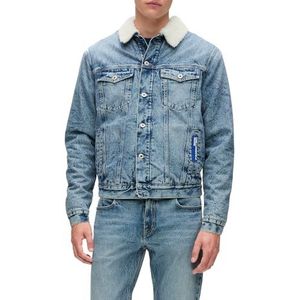 Karl Lagerfeld - Shearling Denim Jas - Blauw - Regular Fit
