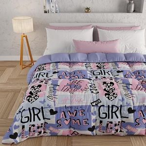 PETTI Artigiani Italiani - Winterdekbed, winterdekbed, dubbelzijdig, effen en digitale print, 100% anti-allergische microvezel, gemaakt in Italië