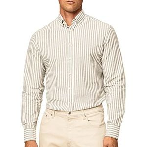 Hackett London Heren Melange Stripe Shirt, Wit/Groen, XS, Wit/Groen, XS