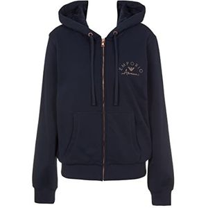 Emporio Armani Dames Fuzzy Fleece Full Zip Up Jacket Hooded Sweatshirt, marineblauw, S