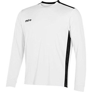 Mitre Heren Charge Lange mouw Voetbal Match Dag Shirt, Wit/Zwart, Large/42-44 Inch