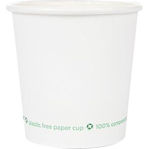 50 stuks papieren bekers, 1 muur, espresso 'Plastic Free', 70 ml, 190 g/m², Ø 5/3,5 x 4,9 cm, wit, doos