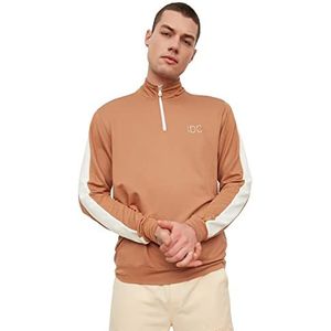 Trendyol Regular sweatshirt met opstaande kraag voor heren, camel, XL