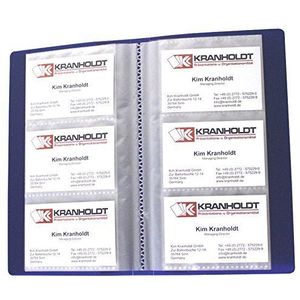 EXXO by HFP 23228 visitekaartjesboek met gelaste hoezen voor 120 visitekaartjes PP volledig plastic, blauw