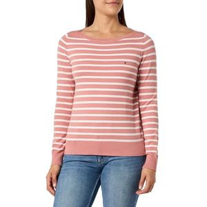 Tommy Hilfiger Dames CO Jersey Stitch Boat-NK Trui Theeaberry/Ecru STP XXL, Theeaberie/Ecru Stp, XXL