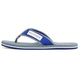 Tommy Hilfiger Patch Hilfiger strandsandalen voor heren Fm0fm05435, grijs (Overcast Grey), 40 EU