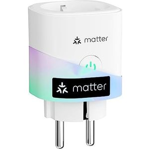 Meross Matter Smart Stopcontact met Stroomverbruik, Wifi-stopcontacten met Stroommeter, Werkt met Spraakbediening, Afstandsbediening, Apple Home, Alexa en Google, 16 A, 1 stuk