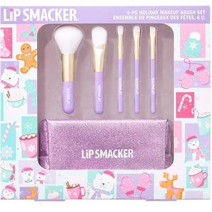 Lip Smacker Holiday Makeup Brush Set, 6-Delige Make-up Kwastenset voor Gezichtspoeders, Romige Blush, Oogschaduwen & Eyeliners, Alles in de Make-up Tas