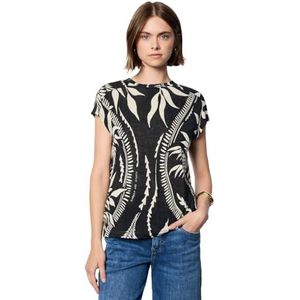Street One Studio Damesshirt met print in linnenlook, zwart, 34