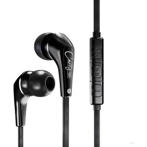 Carry-on EB50 bedrade oortelefoon, in-ear hoofdtelefoon, knoopvrije kabel, microfoon, draagtas en oordopjes, voor laptop, tablet, iPad, telefoon, gaming - zwart