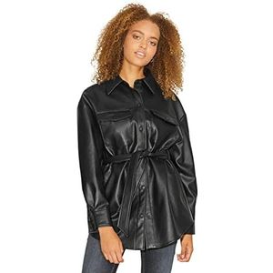 JJXX dames overshirt JXLuna Faux Leather, zwart/detail: mat, XL