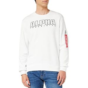 ALPHA INDUSTRIES Heren Alpha Embroidery Sweater Sweatshirt, blanco, L