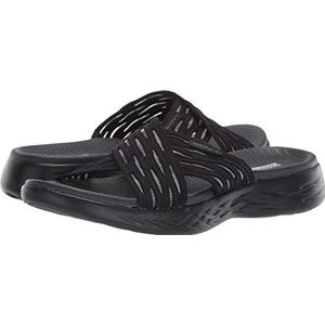 Skechers Go Run 600-Sunrise sandalen met open neus voor dames, Zwart textiel, 35 EU