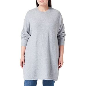 VERO MODA CURVE Dames Vmdoffy Ls O-hals lange trui BO Cur gebreide trui, lichtgrijs gem., 46/48 Grote maten