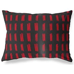 BonaMaison Decoratieve kussensloop, rood zwart werpkussens, decoratieve kussenslopen voor woonkamer, bank, slaapkamer, afmeting: 45x60 cm - ontworpen en vervaardigd in Turkije