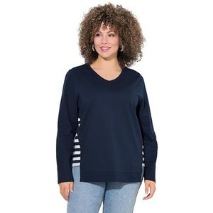 Ulla Popken - Sweatshirt - Marine/Wit - Effen - Lange Mouw