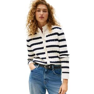 Tommy Hilfiger Trui voor dames, Wit (Ivoorzijde/Dark Night Navy Stp), XXS