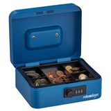 Relaxdays geldkistje, 3-cijferige cijfercode, staal, geldkluis voor munten & briefjes, HBD: 8,5 x 20 x 17 cm, blauw