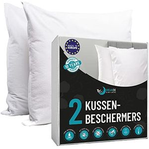 2x Waterdichte kussenovertrekkenvan Dreamzie - Voor Kussens 65 x 65 cm - Ademend, Hypoallergeen, Anti-Dust Mite, Anti-Bacteriële Kussenbeschermers - New Generation BiOme Treatment met OEKO-TEX