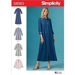 Simplicity patroon S8983 dameskleding met mouwen variatie, papier, wit, verschillende kleuren