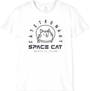 Nasa Catstronaut GINASADTS067 T-shirt voor meisjes, wit, maat 14 jaar, Wit, 14 Jaren
