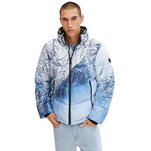 TOM TAILOR Uomini Puffer jas met opstaande kraag 1032482, 30517 - Blue White Mount Design, XL