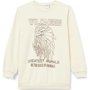 Koton Boys's Long Sleeve Crew Wolf Bedrukt Soft Interior Sweatshirt, ecru(010), 11-12 jaar