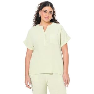 Ulla Popken - Blouse - Lichtgroen - Wijde Blouse - Knoopsluiting