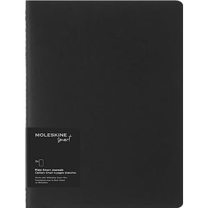 Moleskine Smart Cahier Journals set van 2 digitale cahiers met witte pagina's, compatibel met Pen+, kartonnen omslag, extra groot formaat 19 x 25 cm, zwart, 120 pagina's