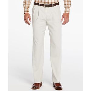 SAVANE Men's Stretch Performance Pleated Chino Pants with Expandable Waistband (Waist Size 30-60 Big & Tall), Ultimate Vapor, 42W x 32L