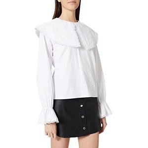 NA-KD Blouse met oversized kraag voor dames, Kleur: wit, 42