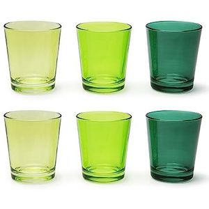 Excelsa Portofino Set van 6 glazen, groene schaal, 30 cl., mondgeblazen glas