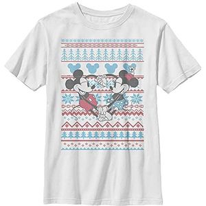 Disney Characters Mickey & Minnie Sweater Boy's Solid Crew Tee, wit, XS, Weiß, XS
