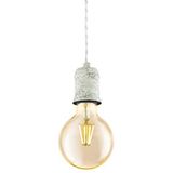 EGLO Yorth Hanglamp, 1-lichts snoerpendel, vintage, industrieel, hanglamp van staal in wit gekalkt, kabel in grijs, eettafellamp, woonkamerlamp hangend met E27-fitting