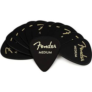 Fender® »351 SHAPE CLASSIC PICKS« celluloid plectrums - Vorm: 351 - pak van 12 - Dikte: Medium - Kleur: Zwart