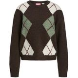 JJXX Trui 'HARVI'  donkerbruin / mintgroen / karmijnrood / wit