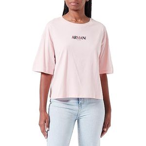 Armani Exchange Dames Logo Capsule Cropped Fit Crew Neck T-shirt, roze, XXL