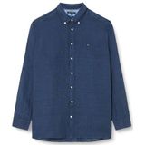 Tommy Hilfiger Heren Bt-Pigmt geverfd Li effen Rf Shrt-B casual shirts, blauw, 3XL, Carbon Navy, 3XL grote maten tall