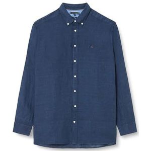 Tommy Hilfiger Heren Bt-Pigmt geverfd Li effen Rf Shrt-B casual shirts, blauw, 3XL, Carbon Navy, 3XL grote maten tall